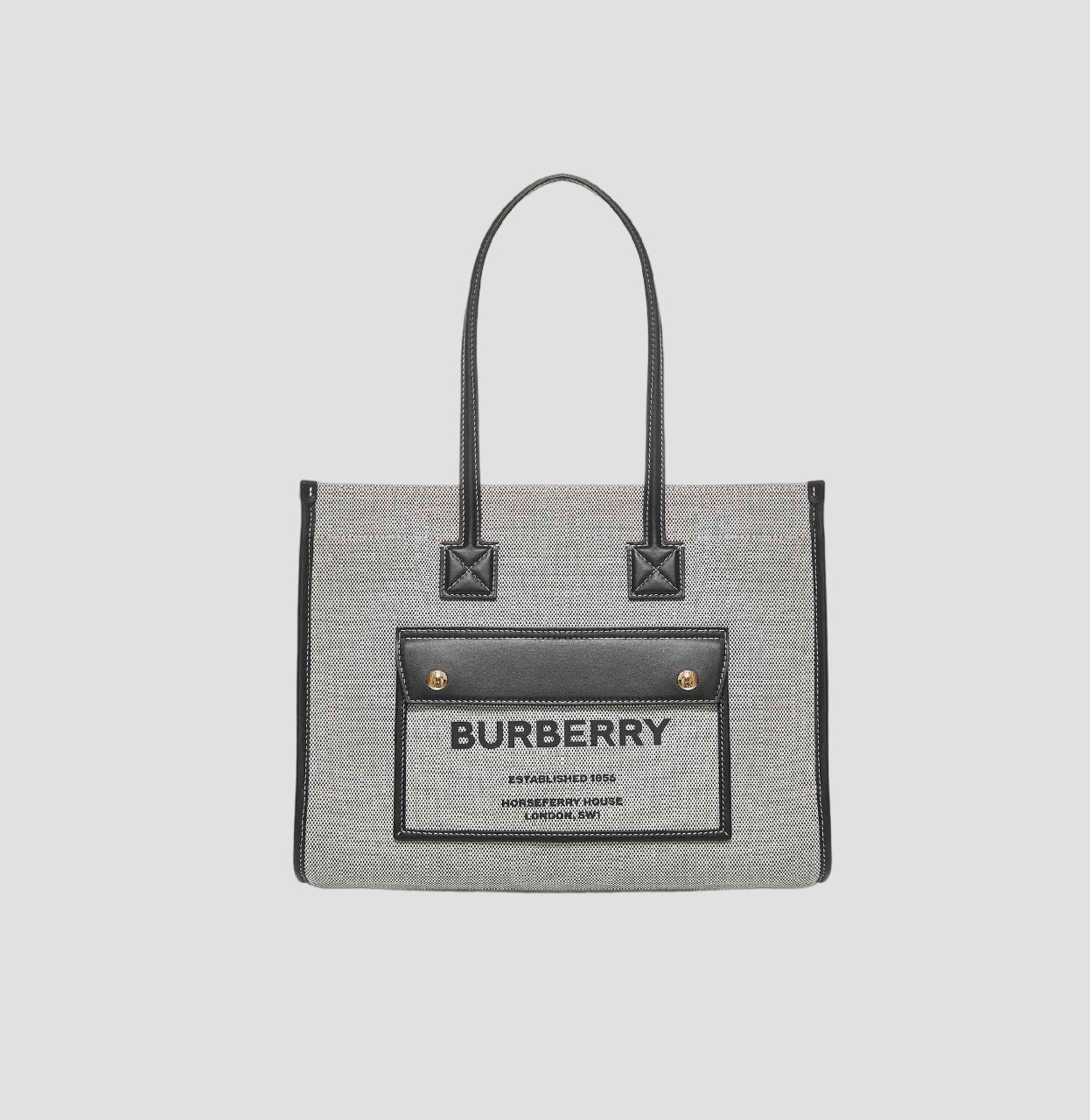 BURBERRY BAG CANVAS FREYA TOTE SMALL IN GREY BLACK Blank Room