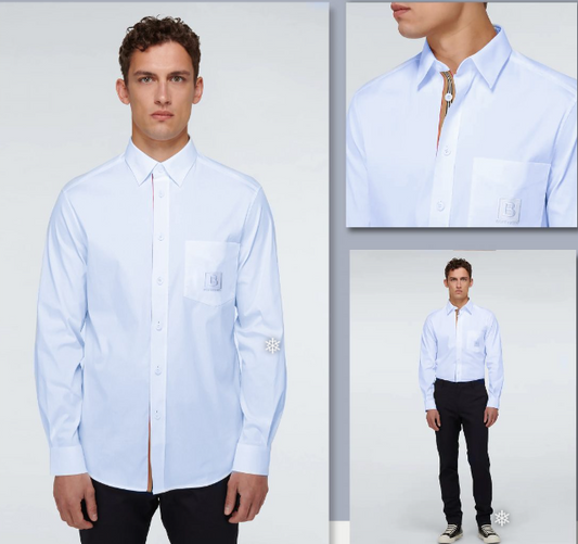 wearing Burberry Chappel BBox Long-sleeve Shirts In Light Blue 8061859 1003
