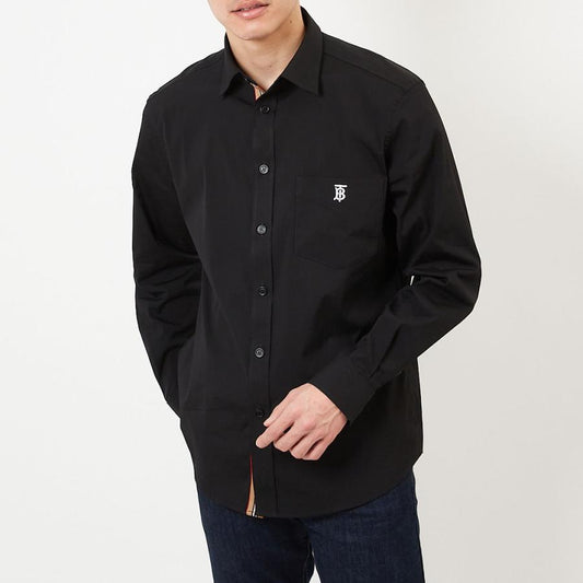 wearing Burberry Chappel Monogram Long-sleeve Shirts In Black 8057473