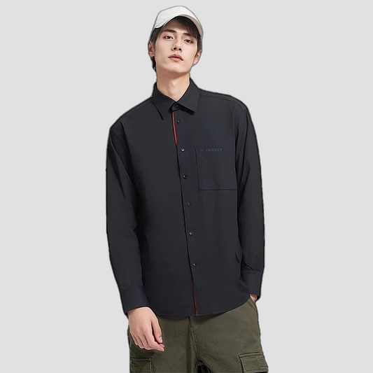 wearing Burberry Claverdon Long-sleeve Shirts In Black 80842841