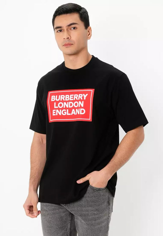 wearing Burberry Ellison Box Logo T-Shirt In Black 80843371