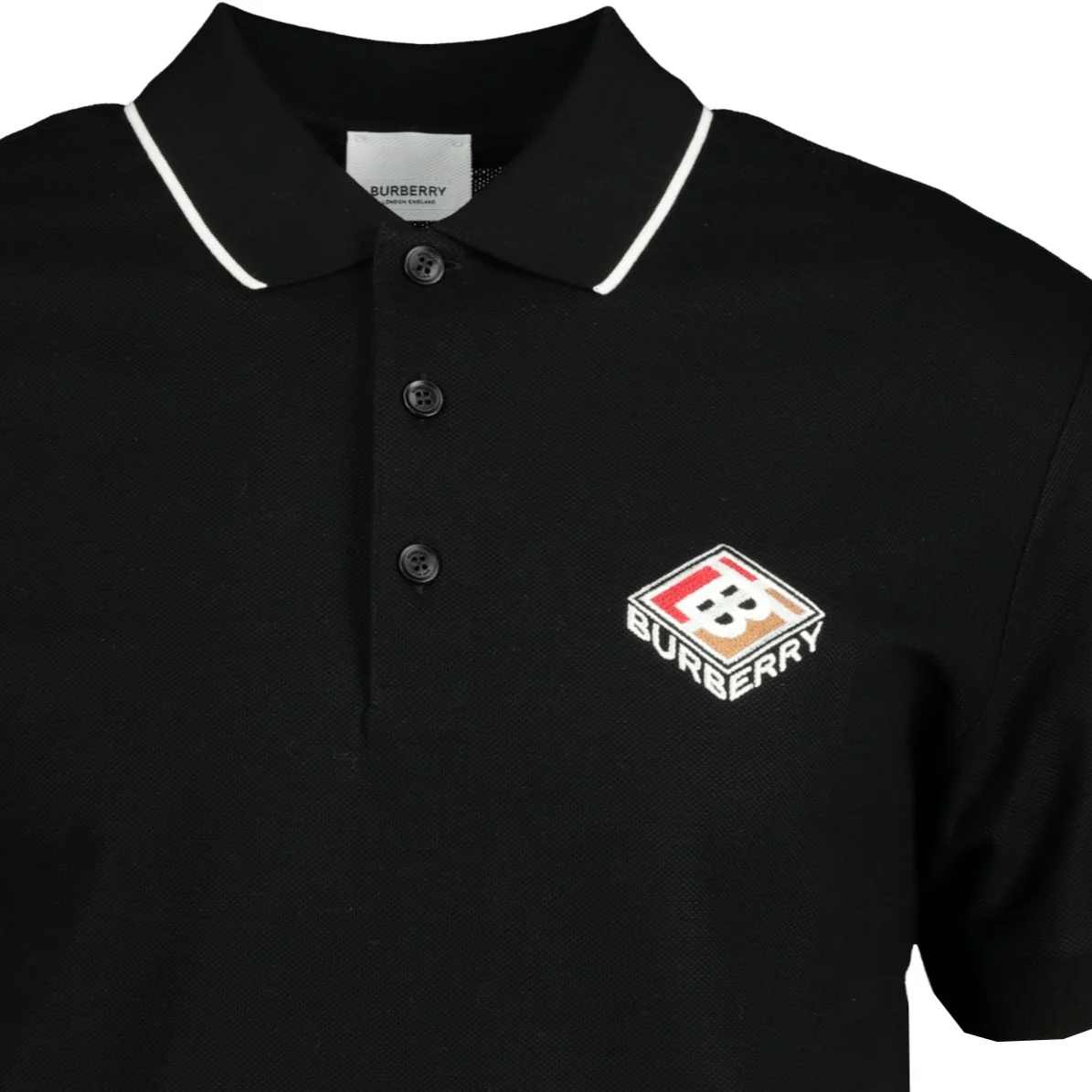 chi tiết logo của áo Burberry Embroidered Graphic Logo Polo Shirt black 8021833