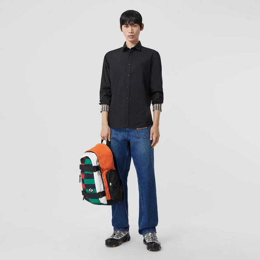 áo sơ mi BURBERRY LOGO EQUESTRIAN KNIGH LONG SLEEVE SHIRT IN BLACK 8066763 authentic tại blankroom hà nội, việt nam