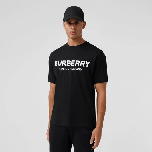 wearing Burberry Logo Cotton T-shirt In Black/White 80260161