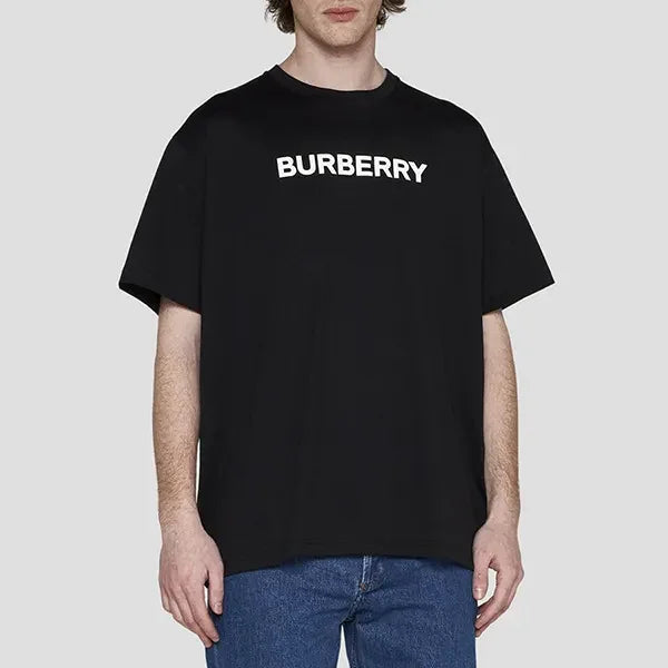 wearing Burberry Logo Cotton T-shirt In Black 8055307