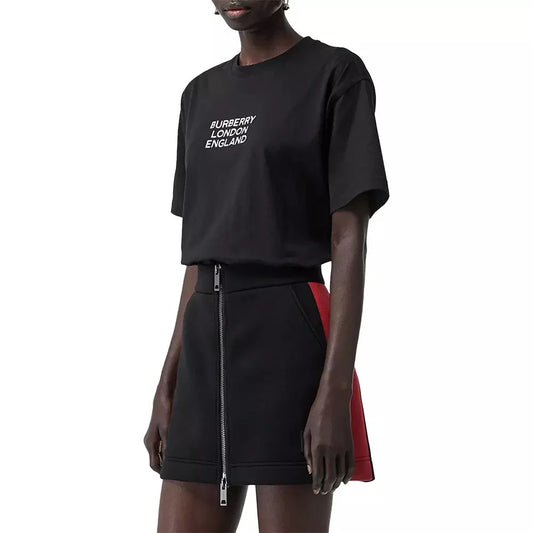 wearing Burberry Logo-Embroidered Cotton T-Shirt In Black 8021175