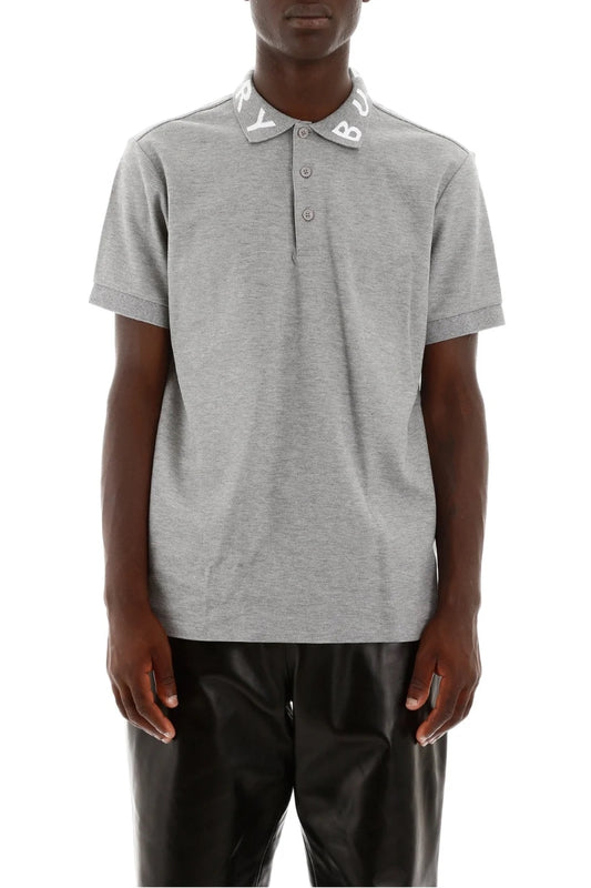 áo thun có cổ BURBERRY LOGO INTARSIA COTTON PIQUÉ POLO SHIRT IN GREY 8013501 authentic tại blankroom hà nội, việt nam