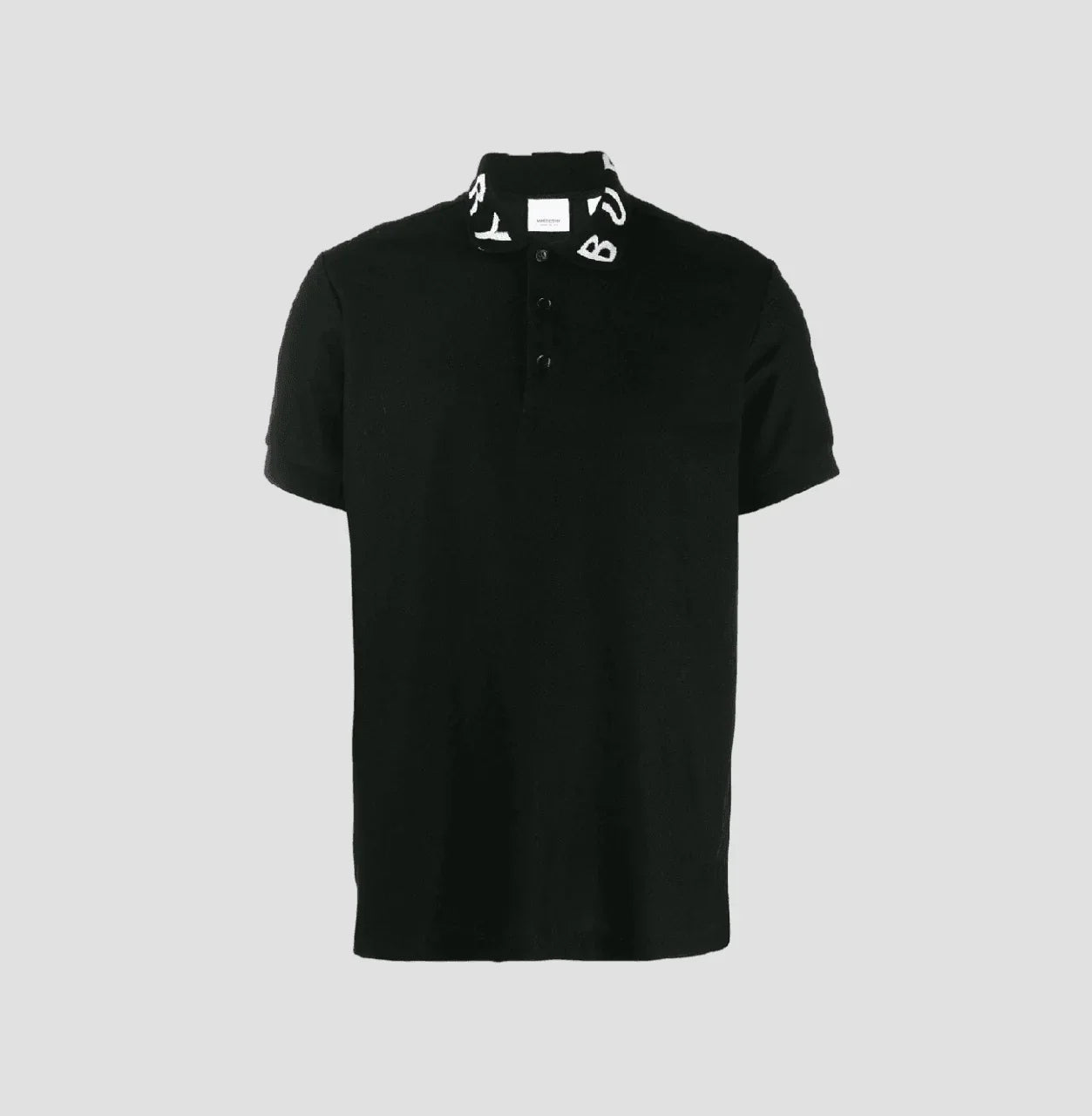 BURBERRY LOGO INTARSIA COTTON PIQUÉ POLO SHIRT IN BLACK 80675361
