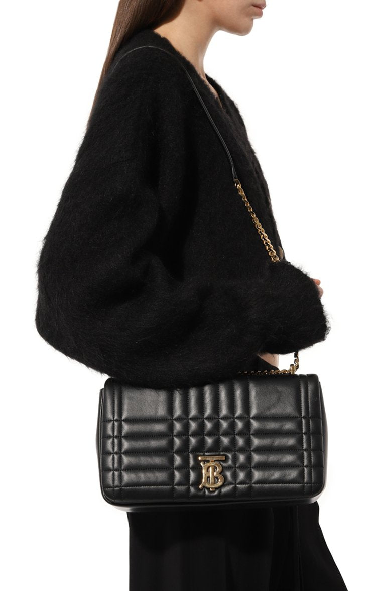 mẫu mang BURBERRY MEDIUM LOLA QUILTED LEATHER BAG IN BLACK WITH GOLD HARDWARE 80594931