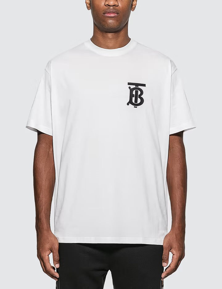nam mặc áo Burberry Monogram Motif TB Oversize T-Shirt In White 80174731