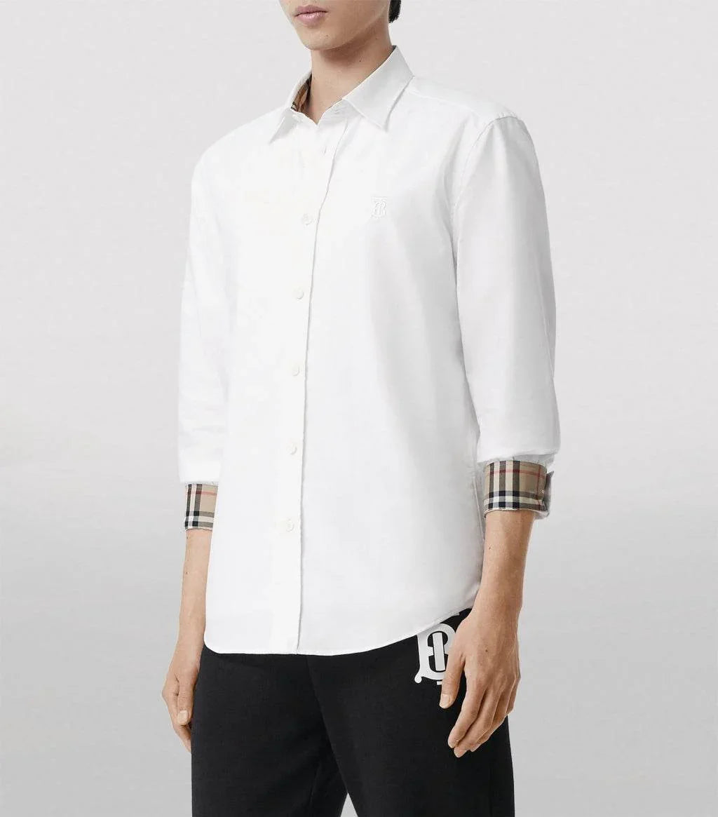 wearing Burberry Sherfield Long-Sleeve Shirts In White 8024514