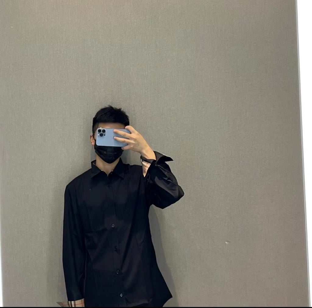 mẫu mang áo Burberry Sherwood Long-Sleeve Shirts In Black 80323051