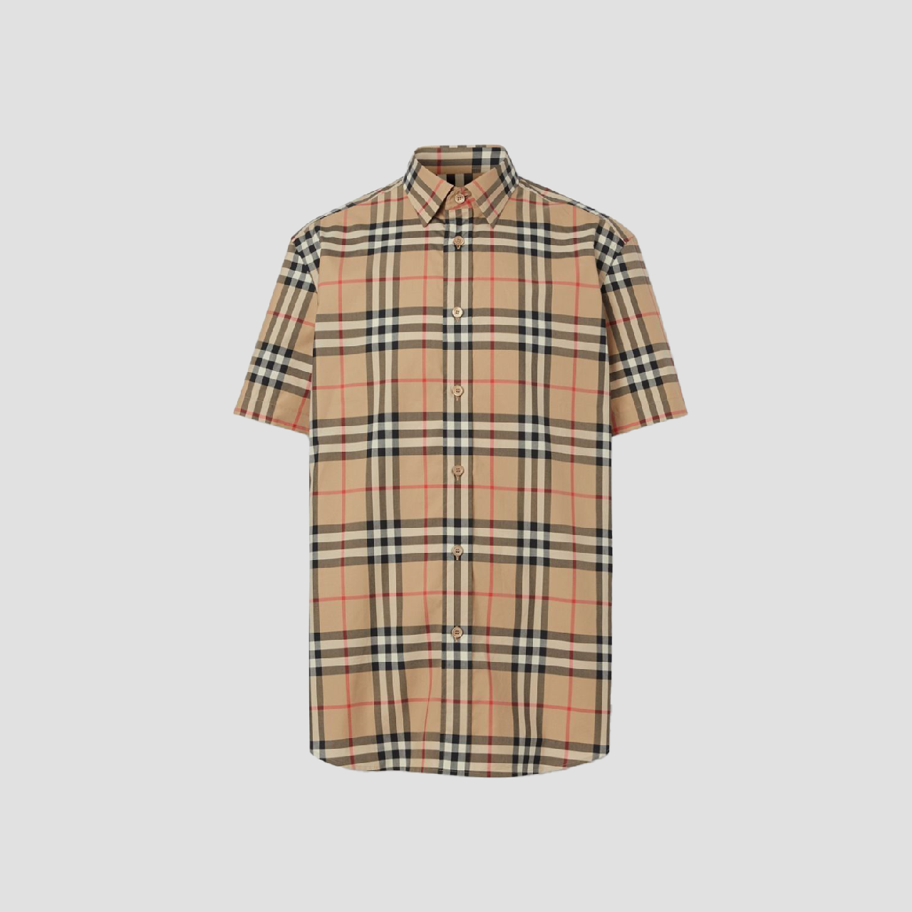 Burberry Short-Sleeve Vintage Cotton Poplin Shirt Beige 8020869