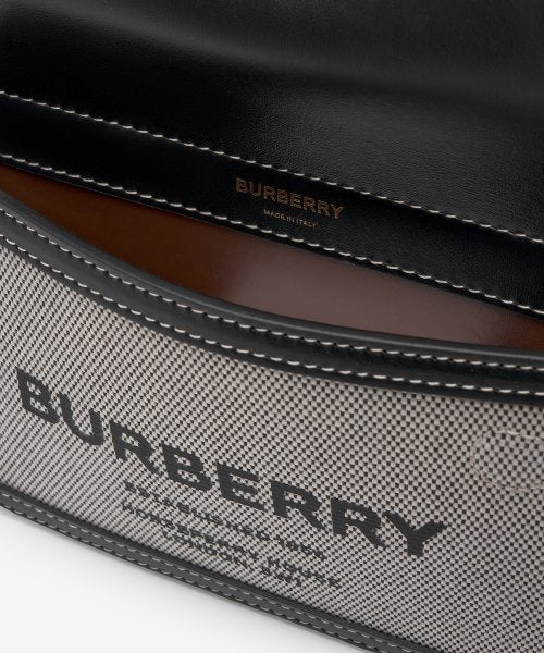túi đeo chéo Burberry Title Mini Horseferry Black Canvas 8042852 authentic tại blankroom hà nội, việt nam