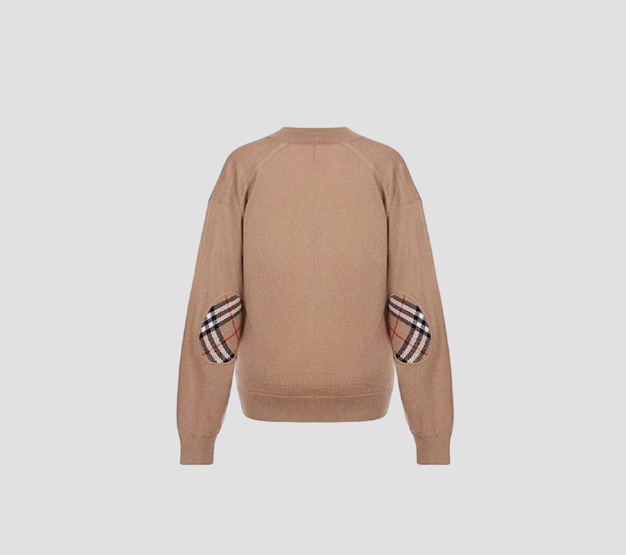 Burberry Vintage Check Elbow Patch 8007975 Dornoch Merino Wool Cardigan Brown