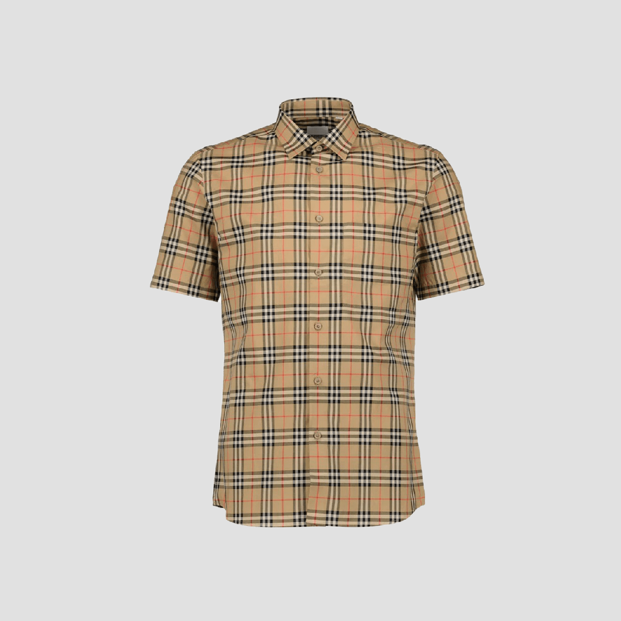 Burberry Check Pattern Short-Sleeved Shirt In Beige 8079589