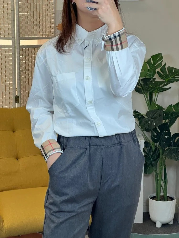 wearing Burberry Women Guan Long-Sleeve Shirts In White 8062147
