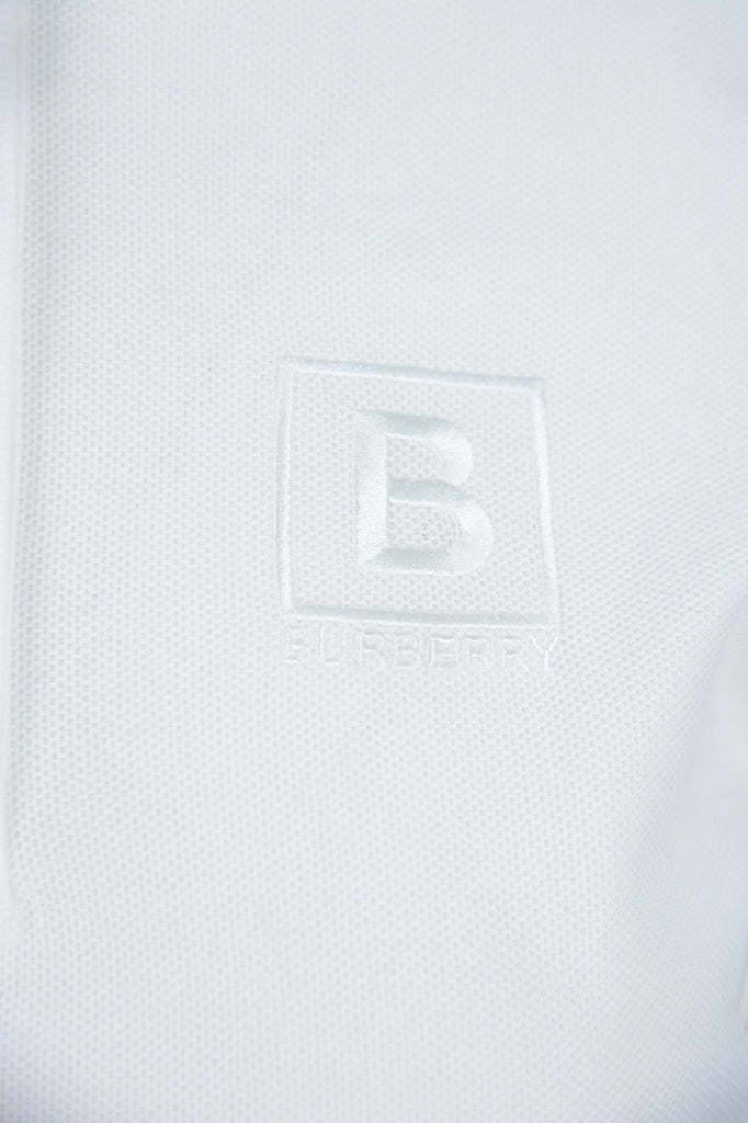 BURBERRY WOMEN'S WHITE POLO WITH B LOGO-EMBOIRDERED 8052654