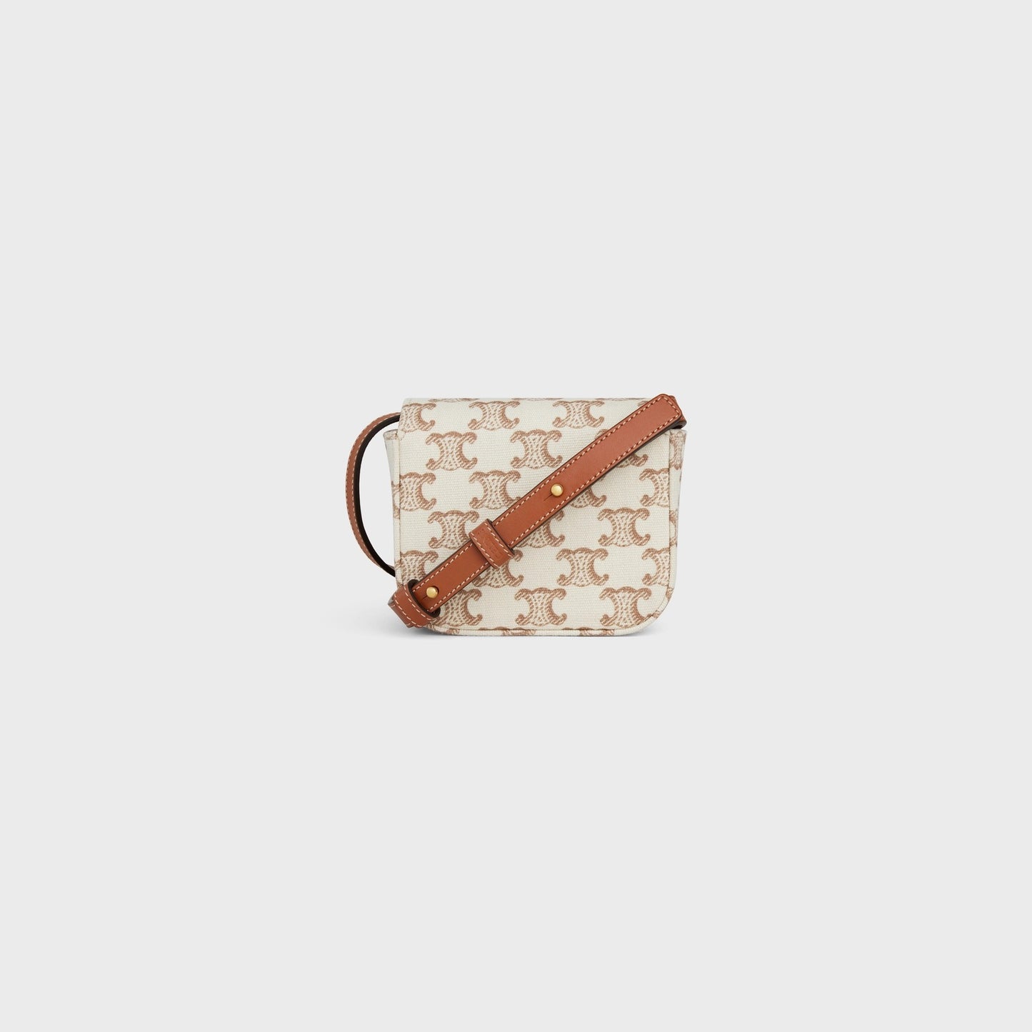 mặt sau túi CELINE MINI CLAUDE IN TEXTILE WITH TRIOMPHE PRINT AND CALFSKIN WHITE 10I512FCW.01BC
