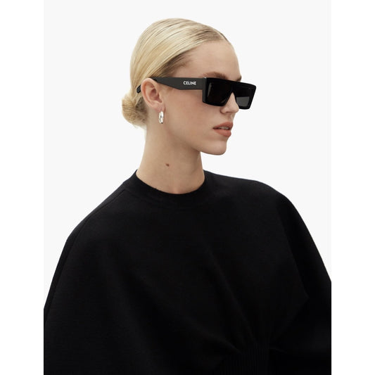 mẫu mang mắt kính râm CELINE MONOCHROMS 02 SUNGLASSES IN ACETATE BLACK 4S214CPLB 38NO authentic