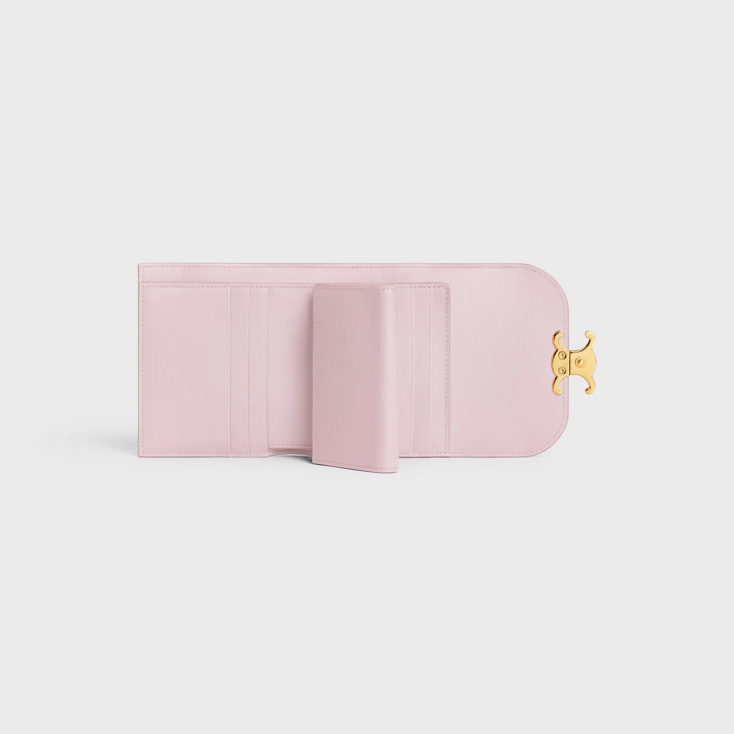 mặt trong ví CELINE PASTEL PINK SMALL FLAP WALLET TRIOMPHE IN SHINY CALFSKIN 10D783DPV.24PP