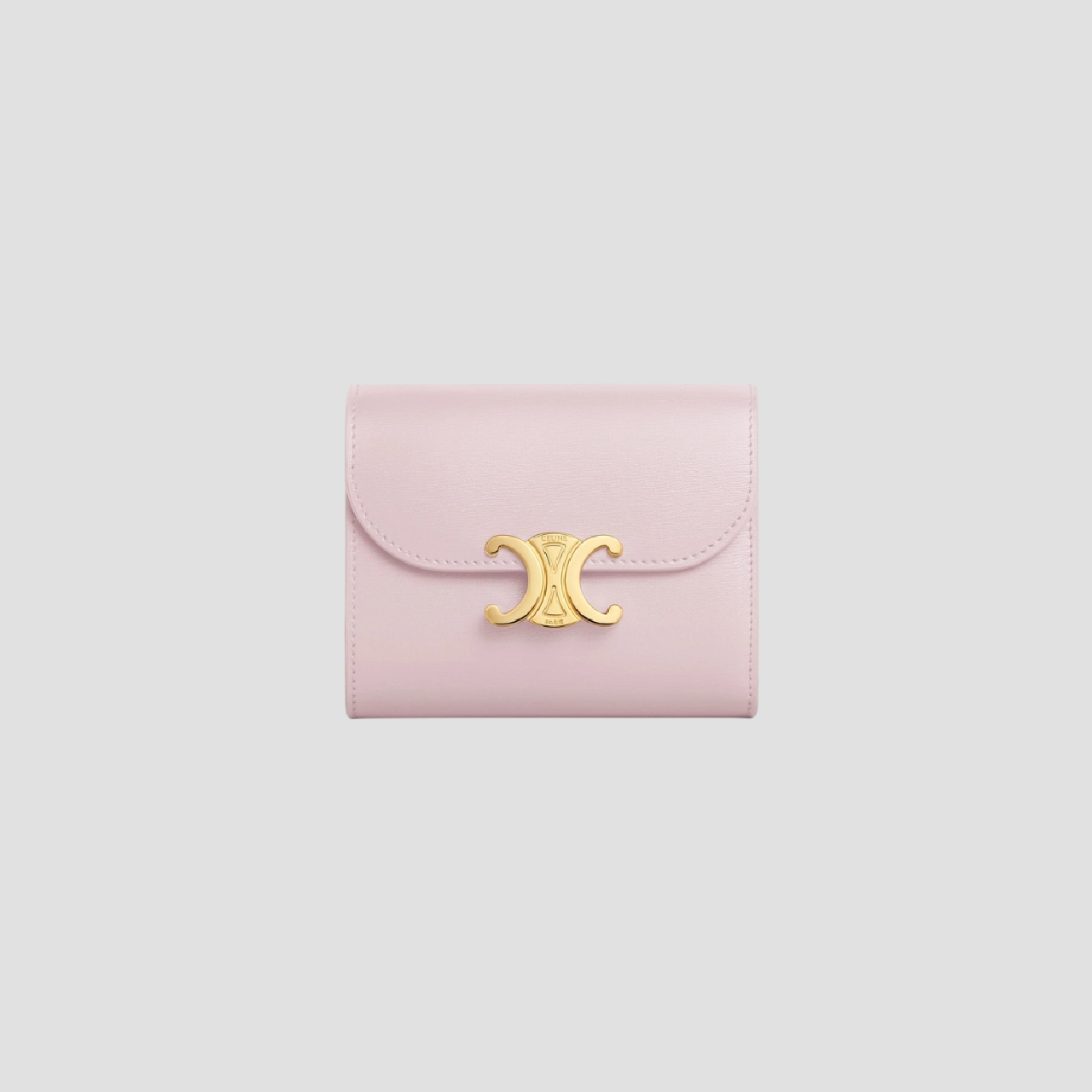 CELINE PASTEL PINK SMALL FLAP WALLET TRIOMPHE IN SHINY CALFSKIN 10D783DPV.24PP