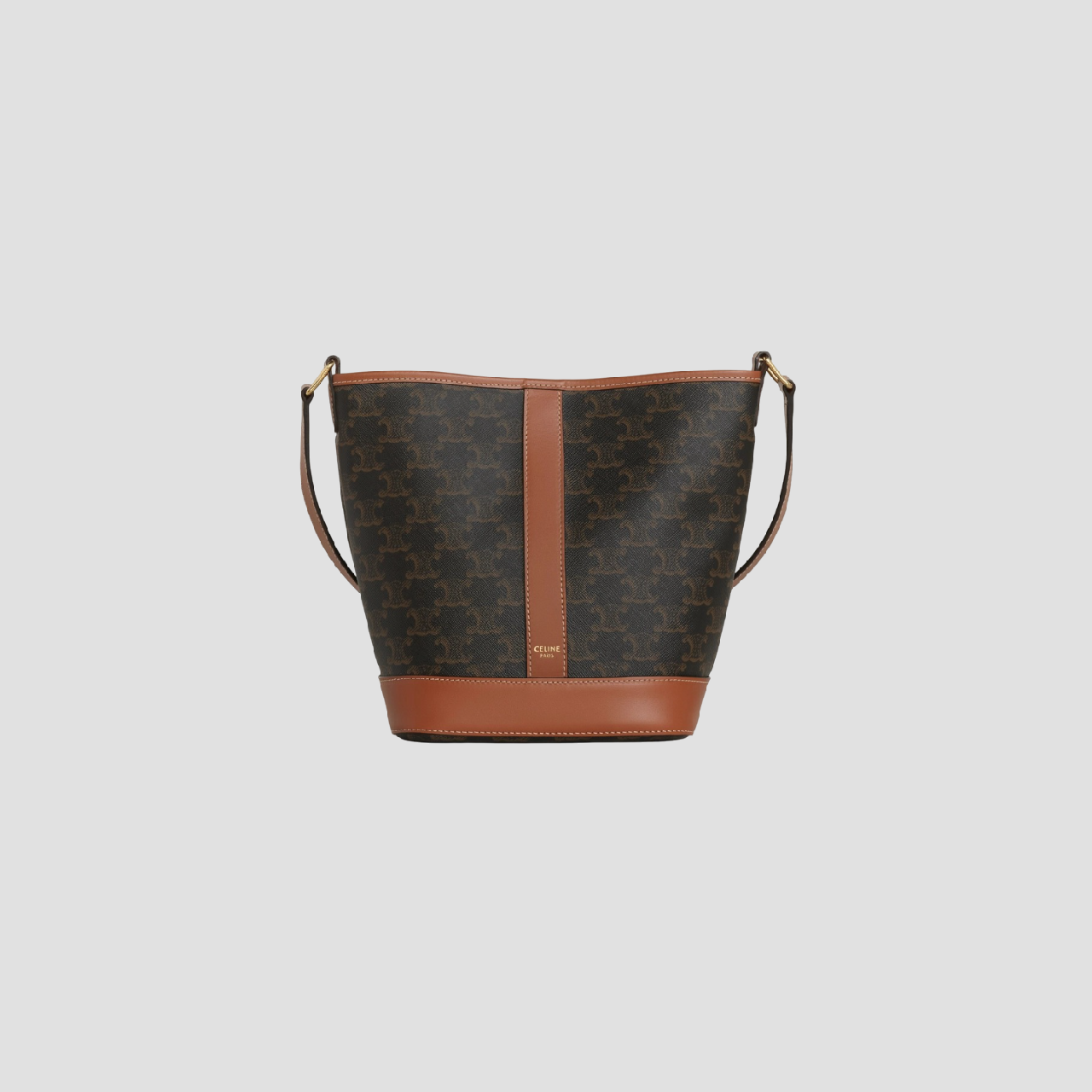 CELINE SMALL BUCKET IN TRIOMPHE CANVAS AND CALFSKIN TAN 191442CAS.04LU