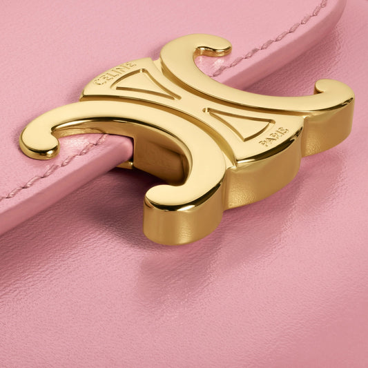 chi tiết CELINE SMALL ROSE FLAP WALLET TRIOMPHE IN SHINY CALFSKIN 10D783DPV.24OS