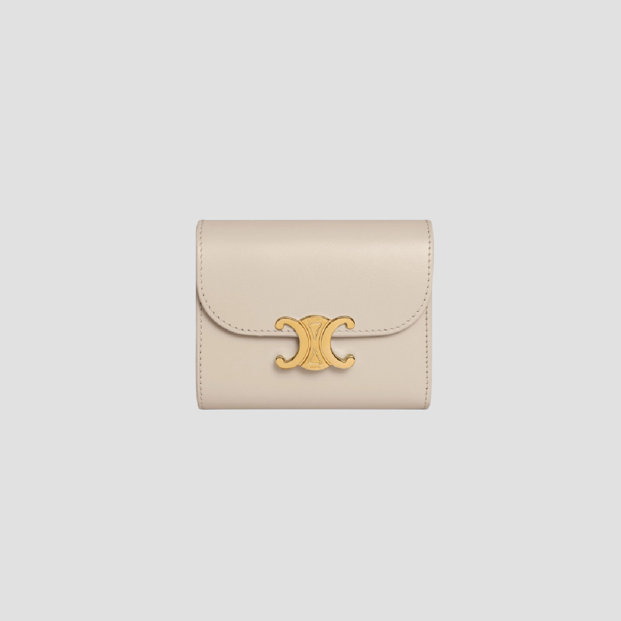 CELINE SMALL WALLET TRIOMPHE IN SHINY CALFSKIN LIGHT STONE 10D783DPV.02LS