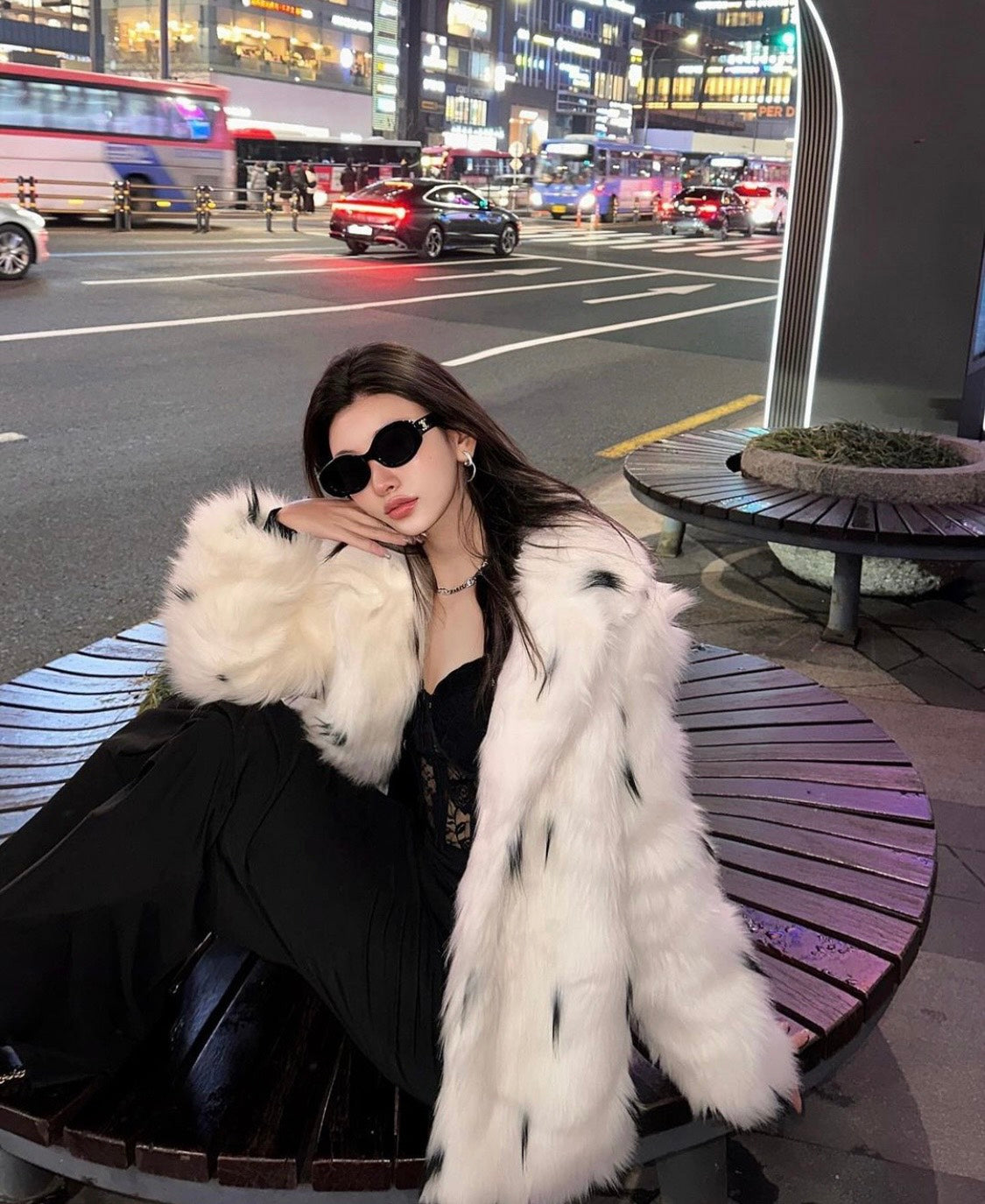 wearing CELINE TRIOMPHE 08 SUNGLASSES IN ACETATE BLACK 4S238CPLB.38NO