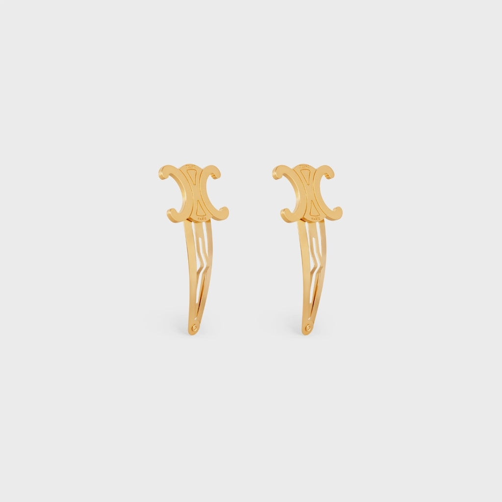 kẹp tóc nữ CELINE TRIOMPHE SET OF 2 SNAP HAIR CLIPS IN BRASS WITH GOLD FINISH 46Z656BSL.35OR authentic tại sài gòn, tp hcm