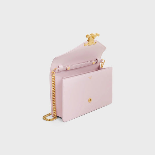 mặt trong túi CELINE WALLET ON CHAIN MARGO IN SHINY CALFSKIN PASTEL PINK 10L033DPV.24PP