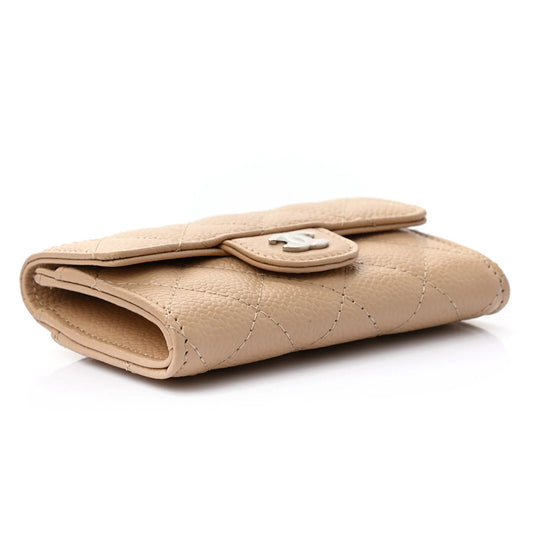 CHANEL CALFSKIN SILVER-TONE FLAP CARD HOLDER IN BEIGE AP0214-Y01588-21209 authentic tại blankroom hà nội, việt nam