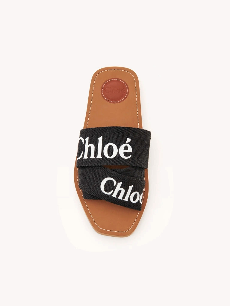 CHLOE WOODY FLAT MULE BLACK CHC22U188Z3001 authetic tại sài gòn, tp hcm