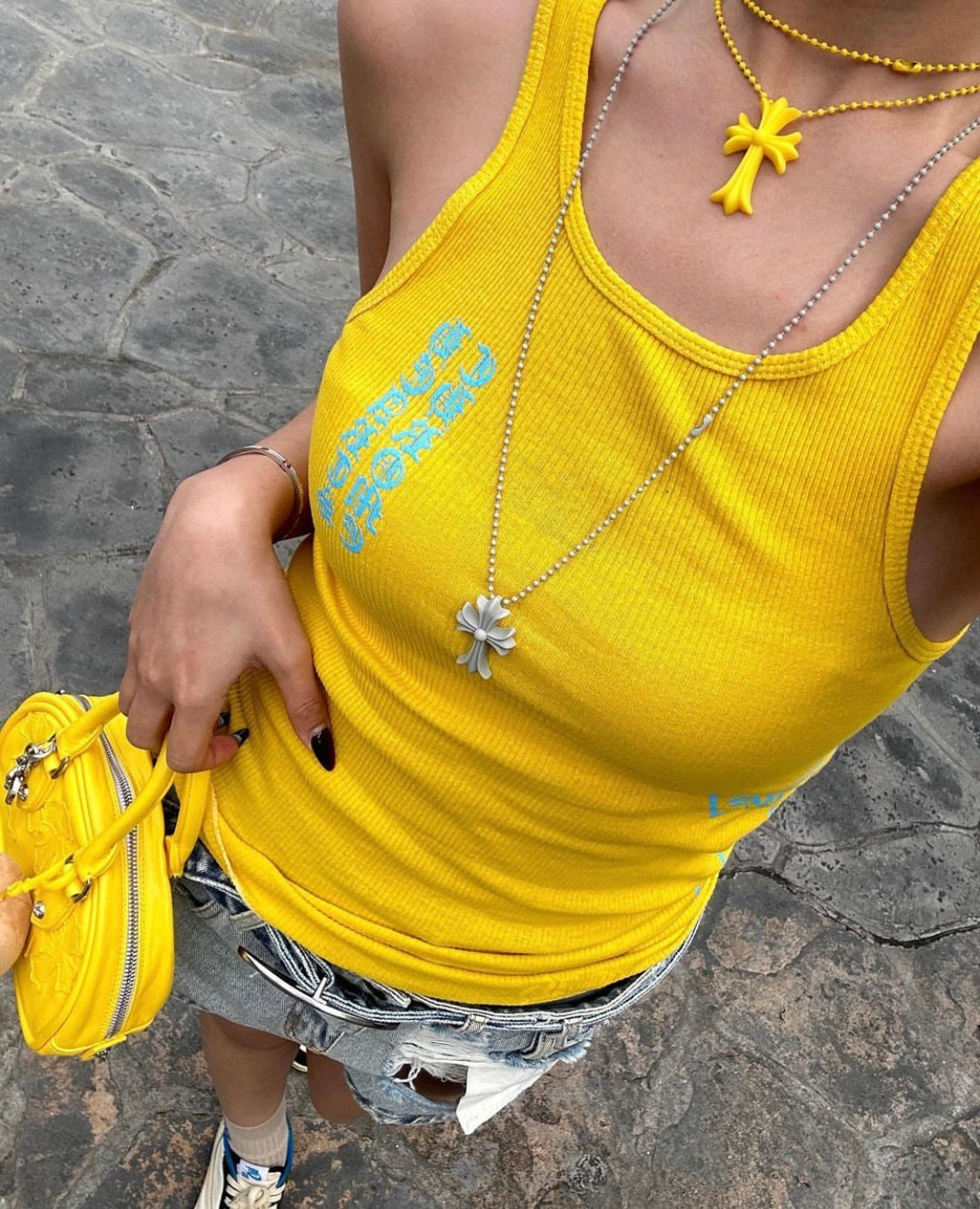 dây chuyền CHROME HEARTS GREY CROSS SILICONE NECKLACE authentic tại sài gòn, tp hcm