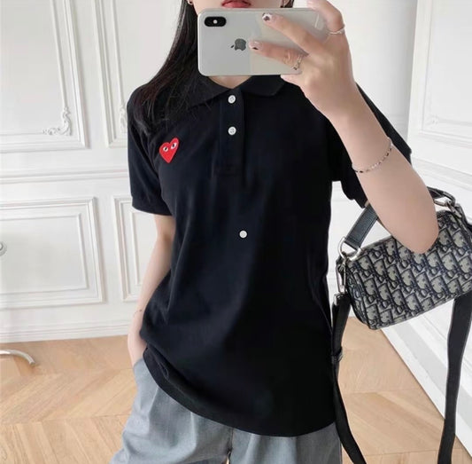 áo COMME DES GARCONS (CDG PLAY) BIG HEART POLO BLACK AZ-T006-051-1 authentic tại blankroom hà nội, việt nam