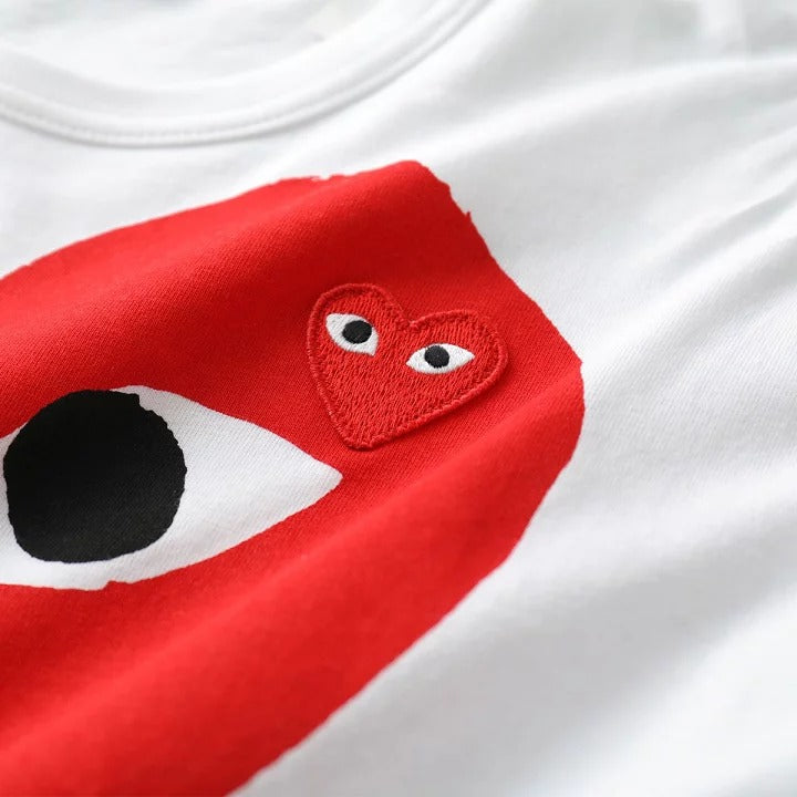 áo thun COMME DES GARCONS (CDG PLAY) BIG HEART PRINTED T-SHIRT WHITE AZ-T026-051-1 authentic tại sài gòn, tp hcm
