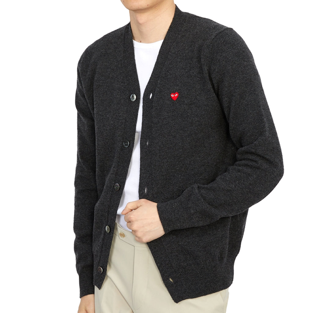 áo len COMME DES GARCONS (CDG PLAY) DARK GREY CARDIGAN AZ-N080-051-2 authentic tại blank room hà nội, việt nam