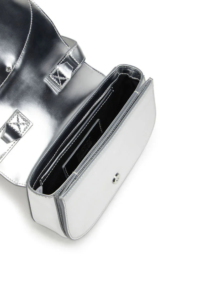 túi kẹp nách DIESEL 1DR MIRRORED SILVER LEATHER BAG X08396PS202 H0535 authentic tại blankroom việt nam