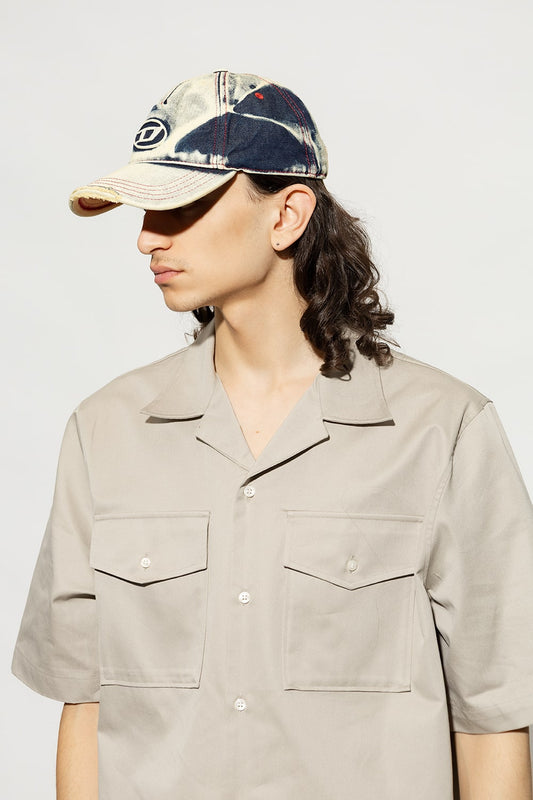 wearing Diesel C-Seymon Treated Denim Baseball Cap A064670DGAV-01