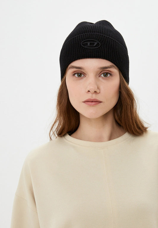 wearing Diesel K-CODER-FULLY B Black Beanie A040920DAOB-9XX