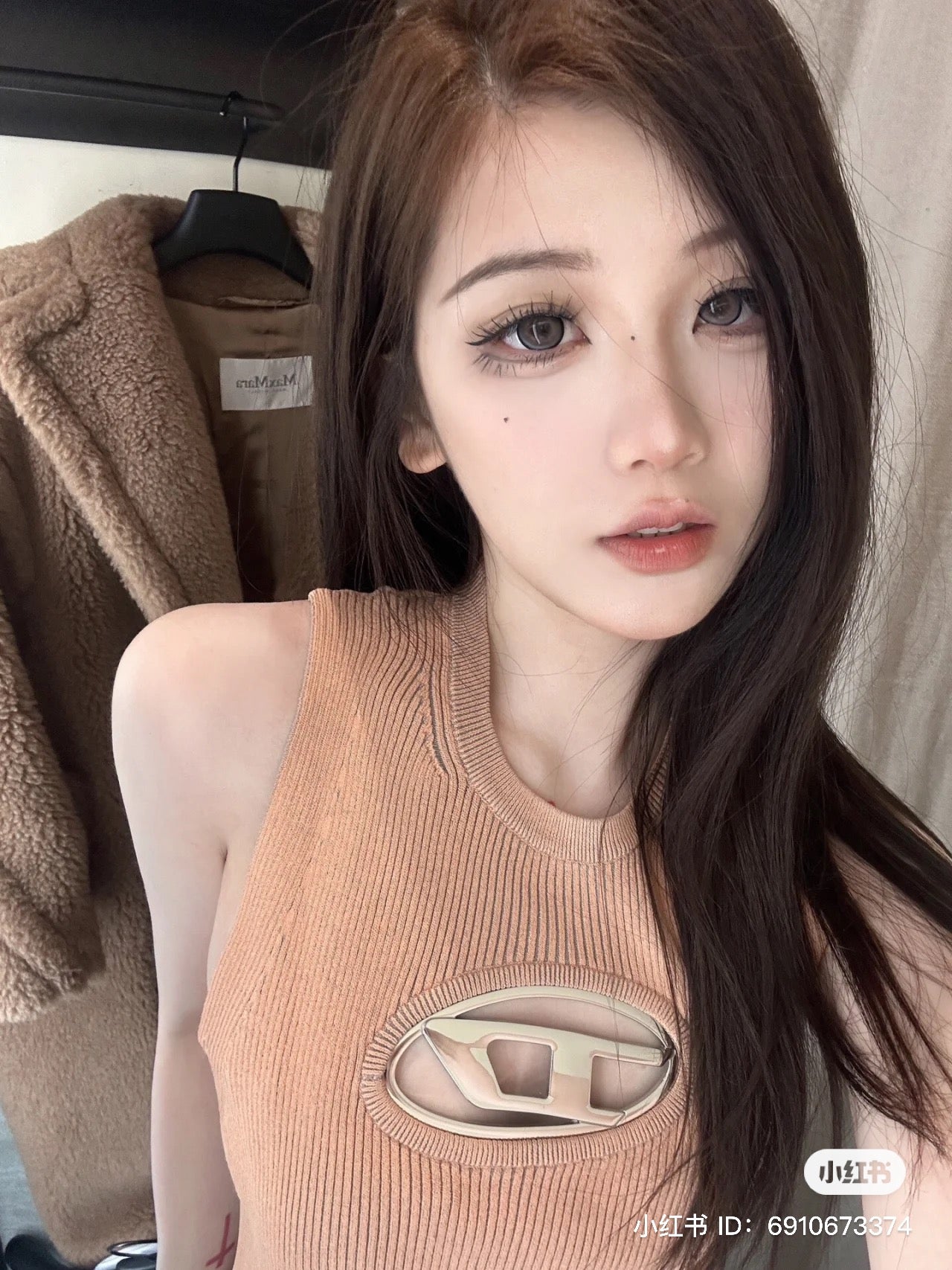 áo nữ DIESEL M-ONERVA-TOP BEIGE TANK TOP A096210DLAX 3CM