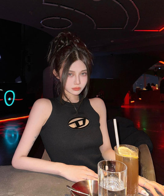 áo nữ DIESEL M-ONERVA-TOP BLACK KNIT TOP A096210DLAX 9XXA authentic tại blankroom việt nam