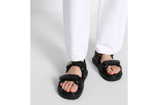 wearing DIORACT SANDAL BLACK QUILTED CANNAGE CALFSKIN KCO005CQC_S900