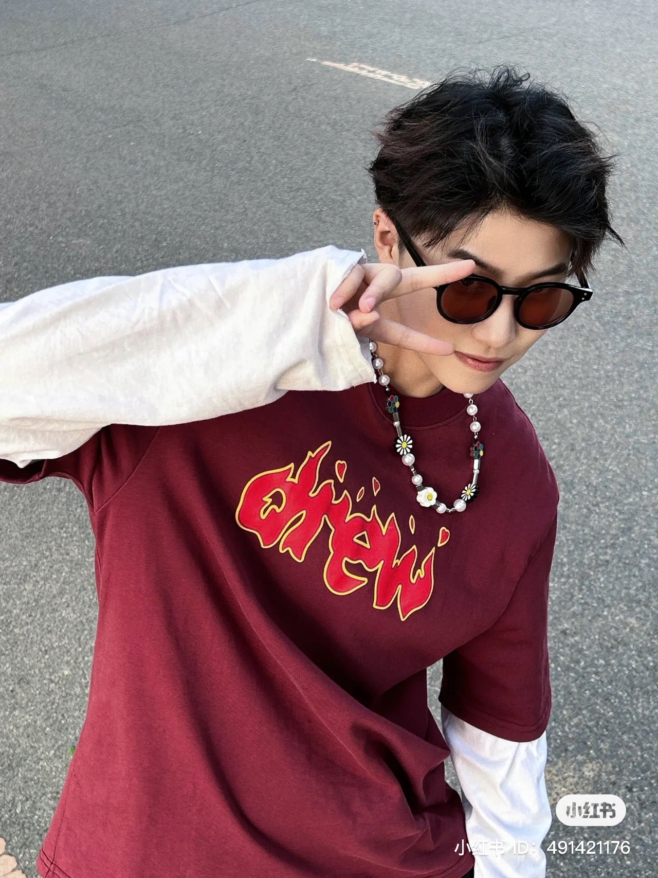 áo DREW HOUSE LIT DREW BURGUNDY TEE Authentic