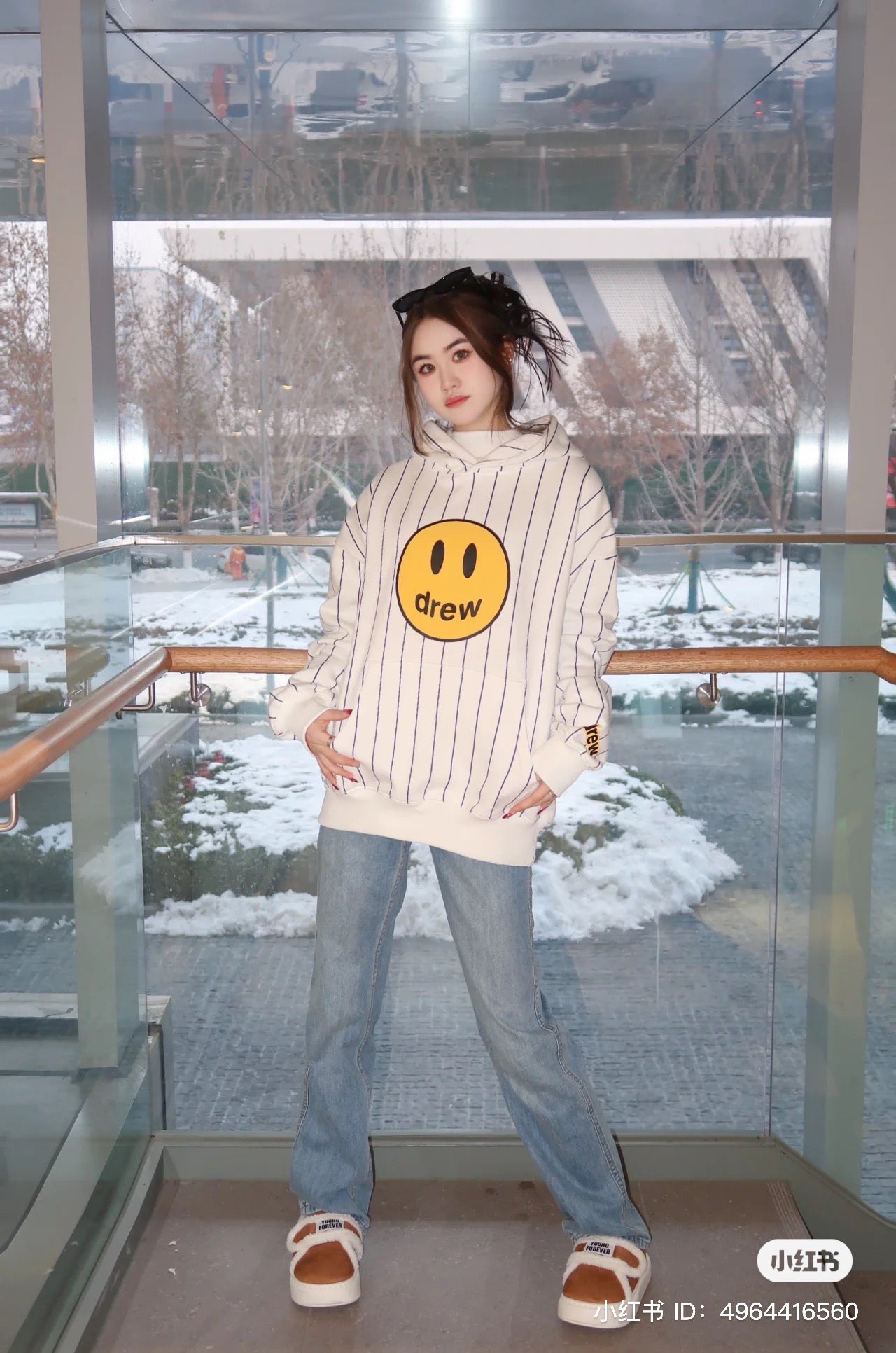 áo DREW HOUSE MASCOT NAVY PINSTRIPE HOODIE authentic tại blankroom việt nam
