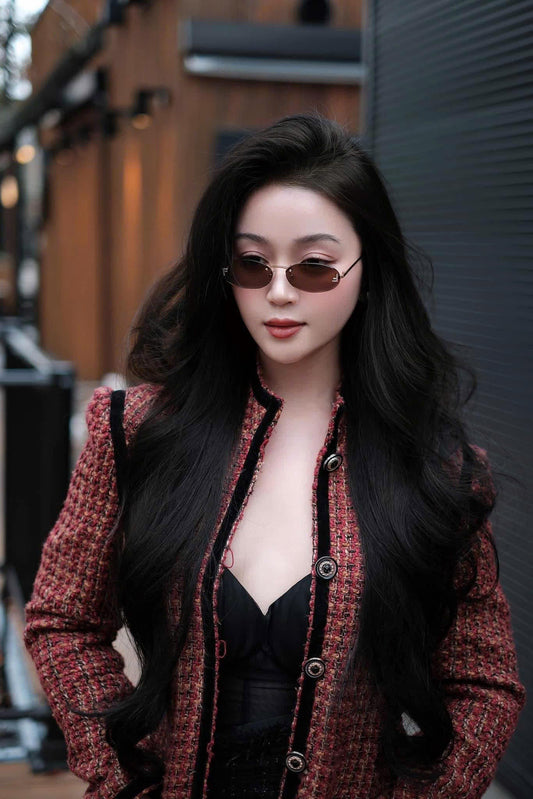 wearing Fendi FE4075US 30A First Crytal Grey Gold