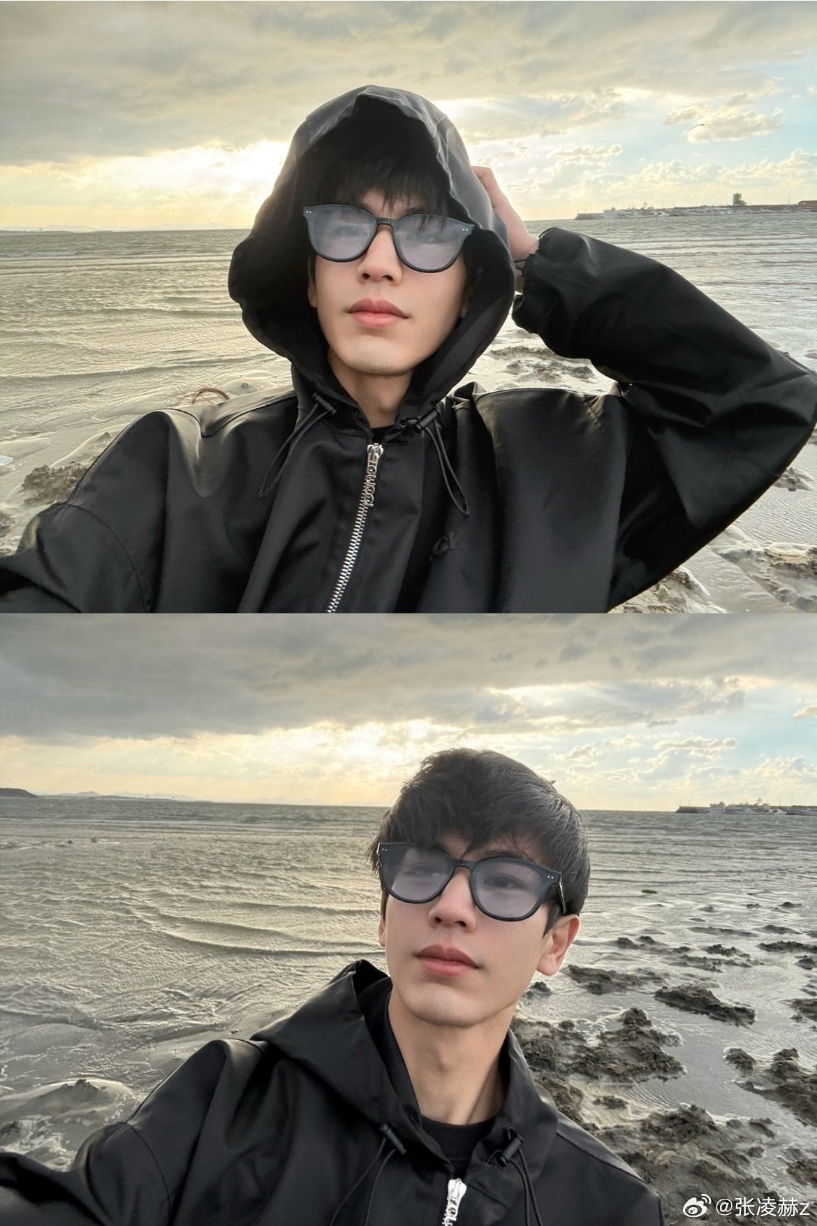 zhang linghe đeo kính GENTLE MONSTER GM JUDE 01(BL)