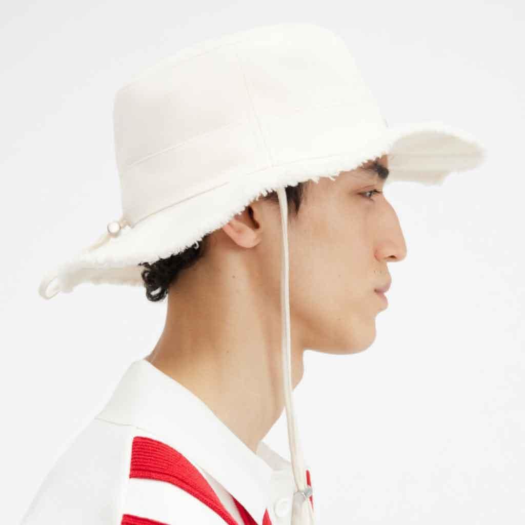 giá jacquemus le bob artichaut les classiques frayed expedition hat off-white