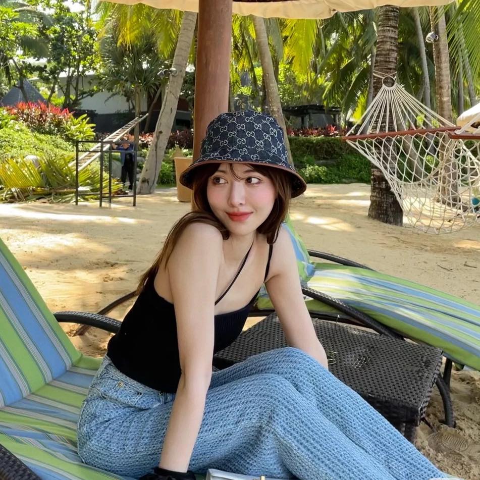 nữ đội nón GUCCI CANVAS BUCKET HAT BLUE DENIM 576371 4HAC3 4264